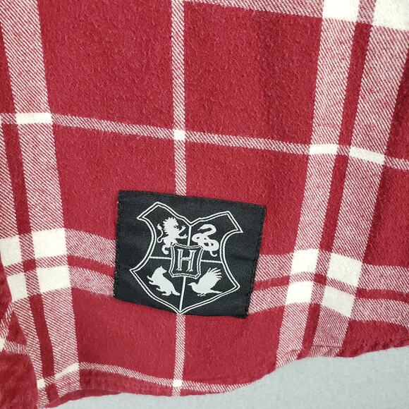 Harry Potter Size XS Hooded Flannel Gryffindor Embroidered Red Plaid‎ Hogwarts - Picture 4 of 12